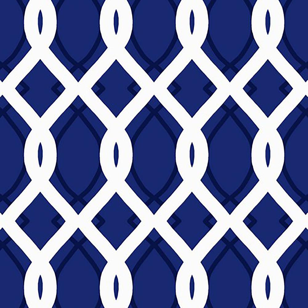 Cayo Admiral Navy Lattice Grommet Semi-Sheer Outdoor Curtain Panel (2-Pack). Picture 3