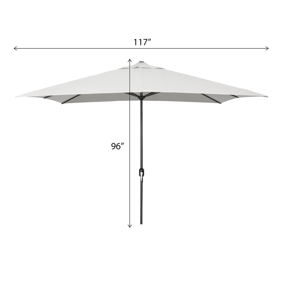 Natural Solid Rectangular Folding Outdoor Patio Umbrella with Crank Opening. Picture 2