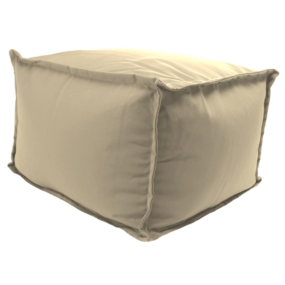 Outdoor Pouf Ottoman with Flange, Beige color. The main picture.