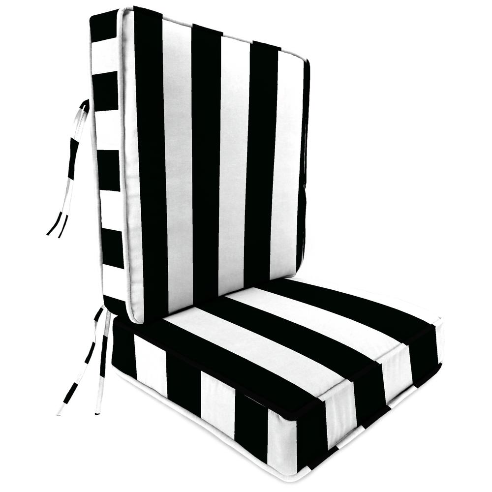 Jordan Manufacturing Outdoor 2PC Attached Deep Seat Chair Cushion- CABANA BLACK. The main picture.