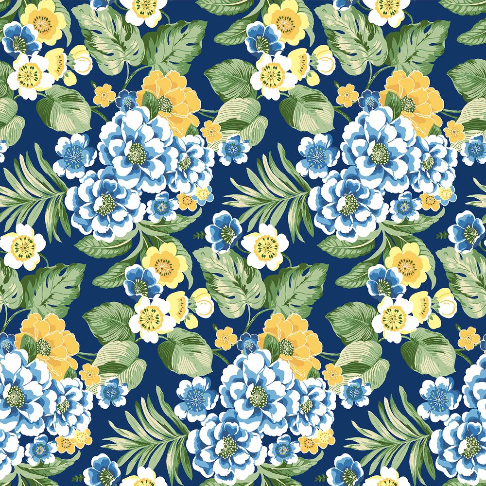3-Piece Binessa Lapis Blue Floral Tufted Outdoor Cushion Set. Picture 4
