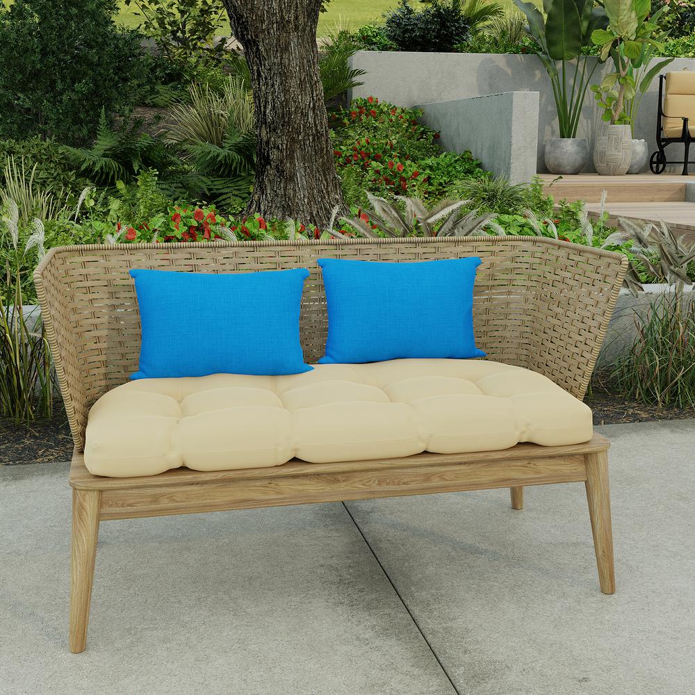Celosia Princess Blue Solid Outdoor Lumbar Throw Pillows (2-Pack). Picture 3