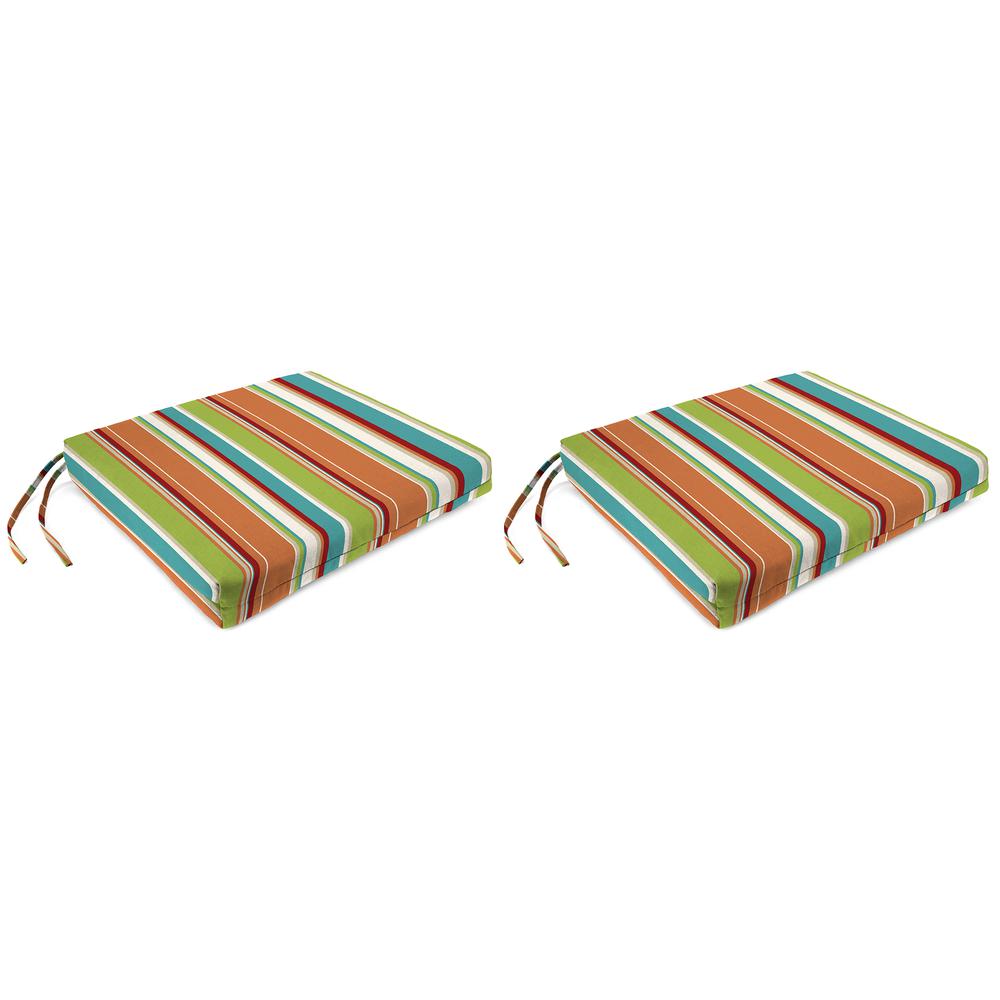 Covert Breeze Multi Stripe Outdoor Chair Pads Seat Cushions with Ties (2-Pack). Picture 1