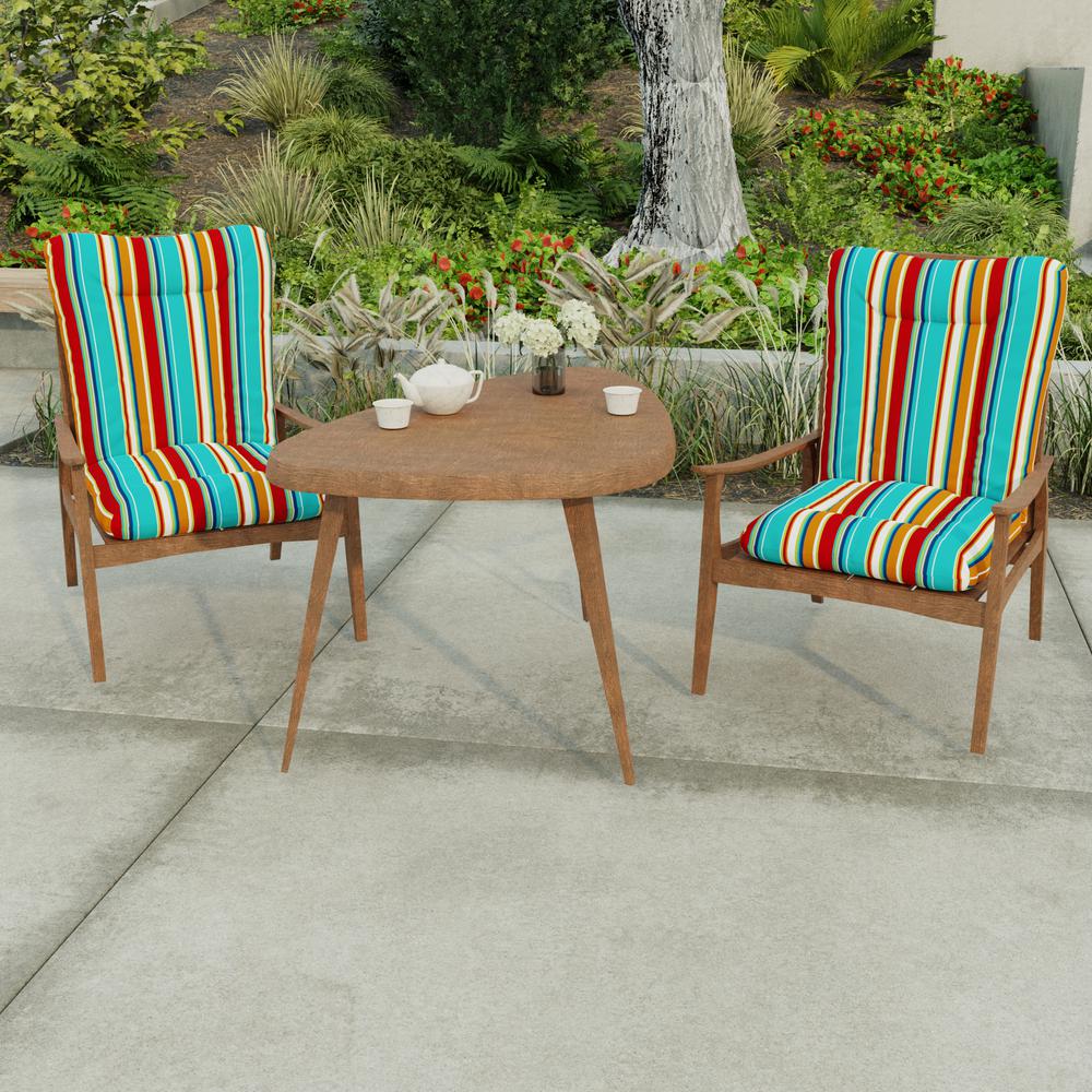 Covert Fiesta Multi Stripe Outdoor Chair Cushion with Ties and Hanger Loop. Picture 3