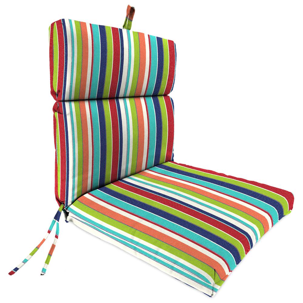 Sunbrella Carousel Confetti Multi Stripe Outdoor Chair Cushion with Ties. Picture 1