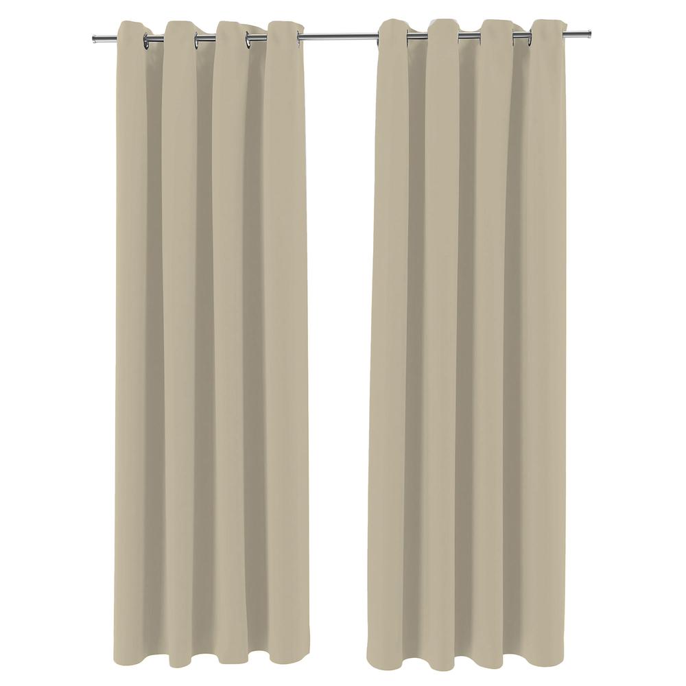 Natural Solid Grommet Semi-Sheer Outdoor Curtain Panel (2-Pack). Picture 1