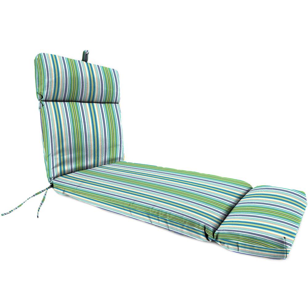 Clique Fresco Blue Stripe Rectangular French Edge Outdoor Cushion with Ties. Picture 1