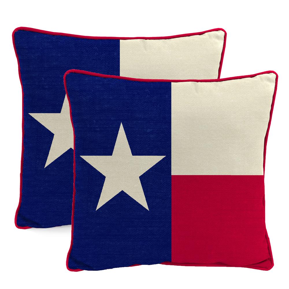 Red, White and Blue Texas Flag Knife Edge Outdoor Throw Pillow (2-Pack). Picture 1