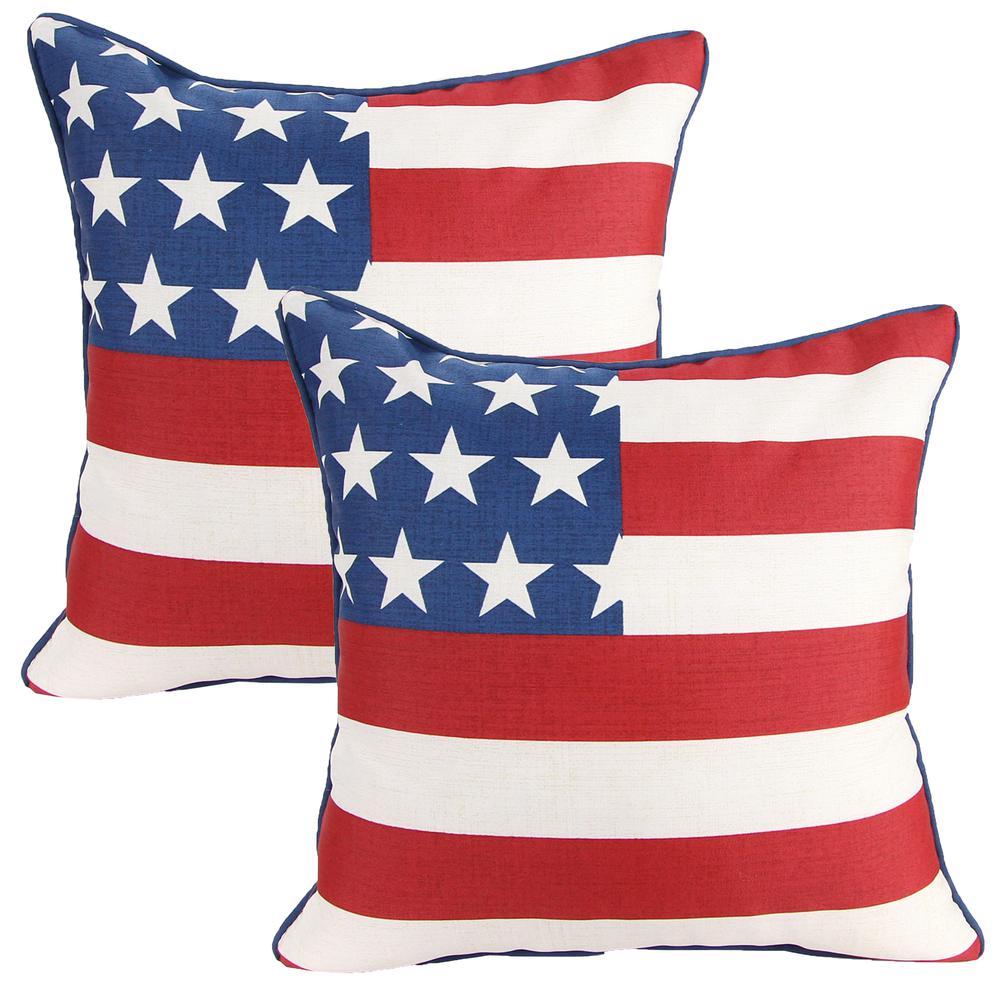 Red, White and Blue American Flag Knife Edge Outdoor Throw Pillow (2-Pack). Picture 1