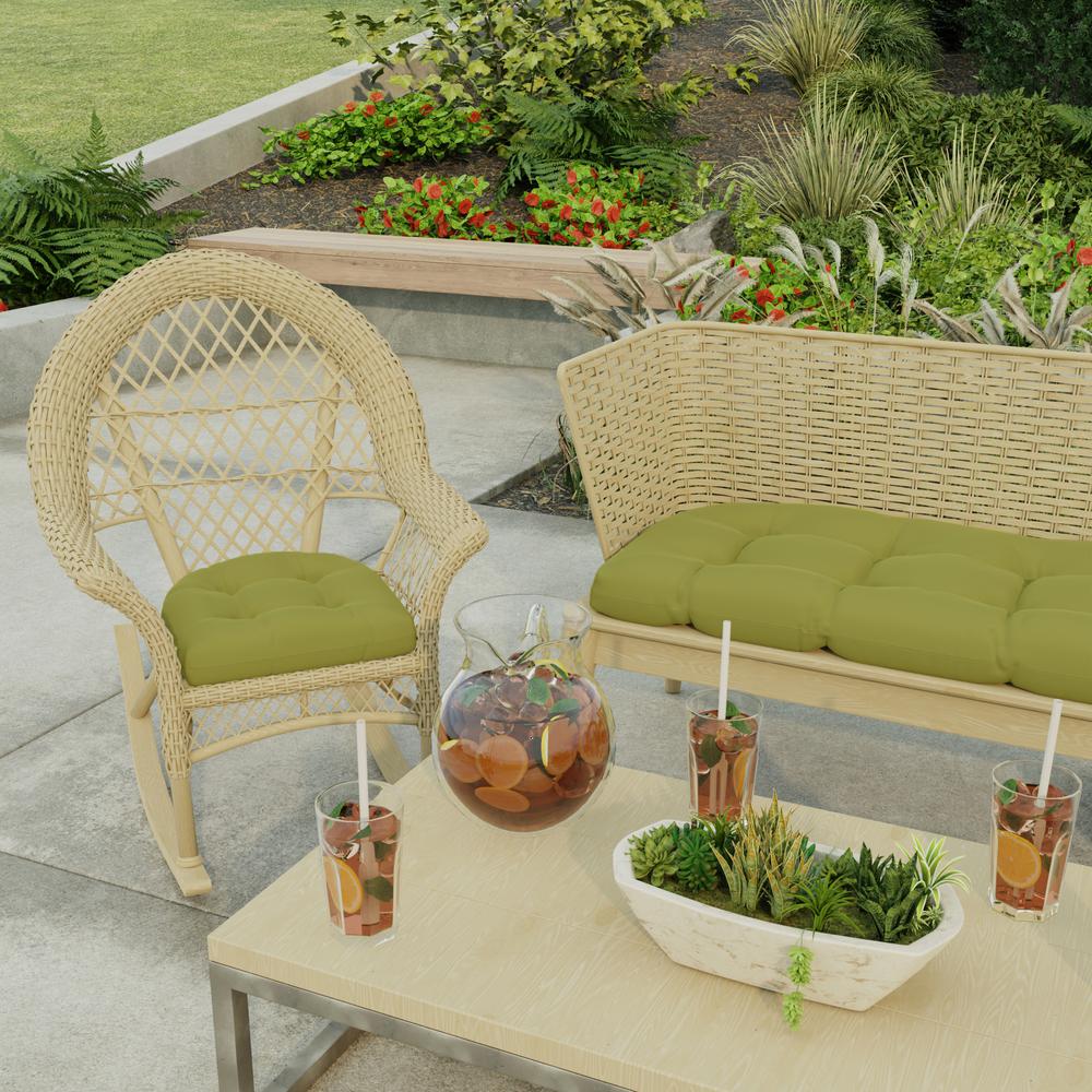 Veranda Kiwi Green Solid Tufted Outdoor Seat Cushion (2-Pack). Picture 3