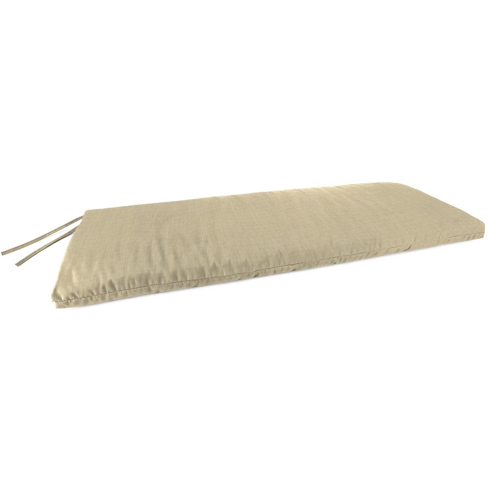 Sunbrella Spectrum Sand Beige Solid Outdoor Settee Swing Bench Cushion with Ties. Picture 1