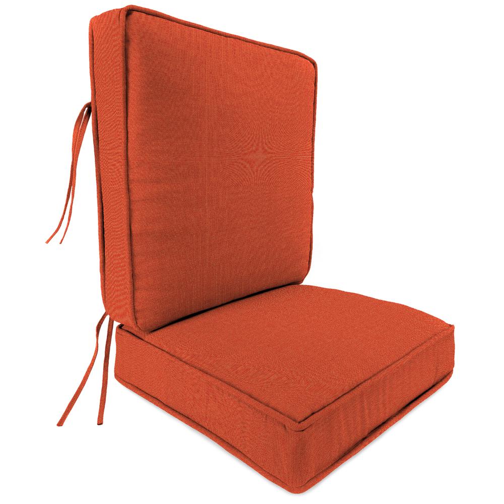 2-Piece Echo Sangria Orange Solid Outdoor Chair Seat and Back Cushion Set. Picture 1
