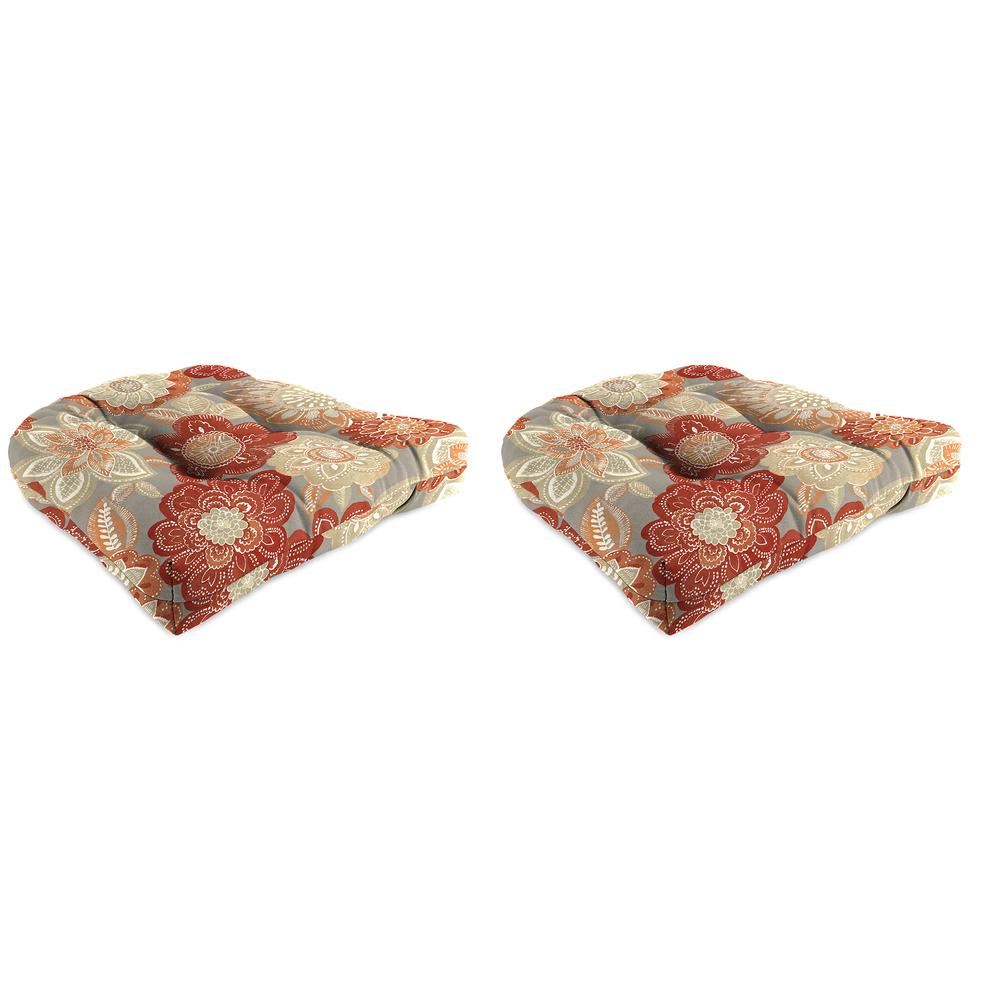 Anita Scorn Grey Floral Tufted Outdoor Seat Cushion (2-Pack). Picture 1