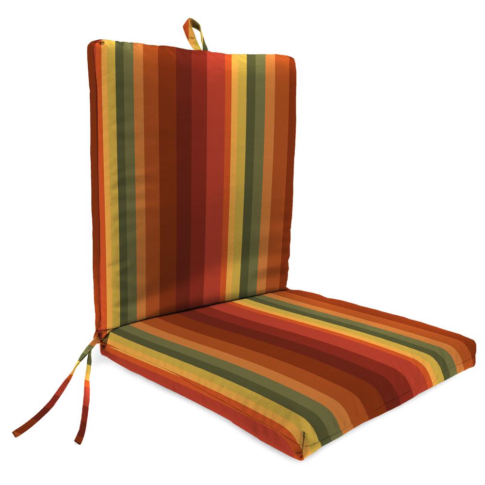Islip Cayenne Maroon Stripe French Edge Outdoor Chair Cushion with Ties. Picture 1