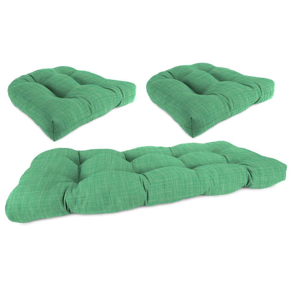3-Piece Harlow Dill Green Solid Tufted Outdoor Cushion Set. Picture 1