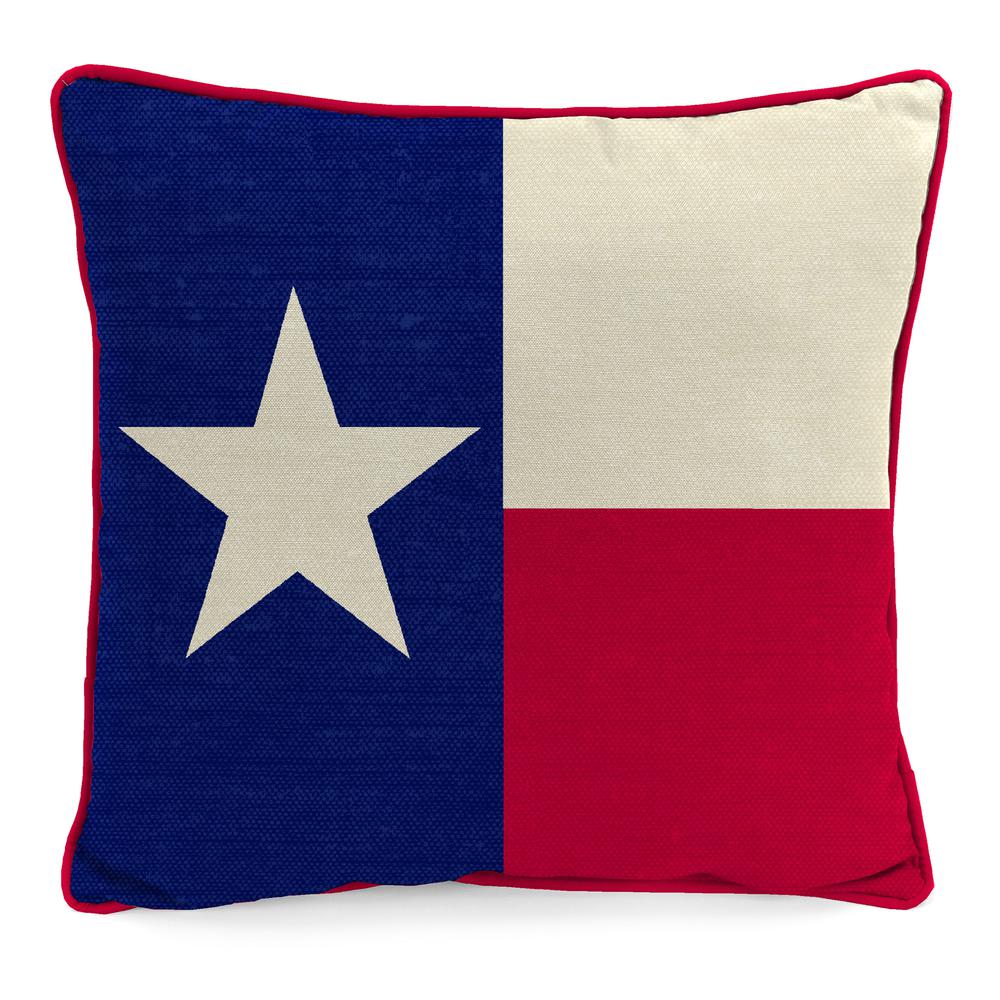 Red, White and Blue Texas Flag Square Knife Edge Outdoor Throw Pillow with Welt. Picture 1