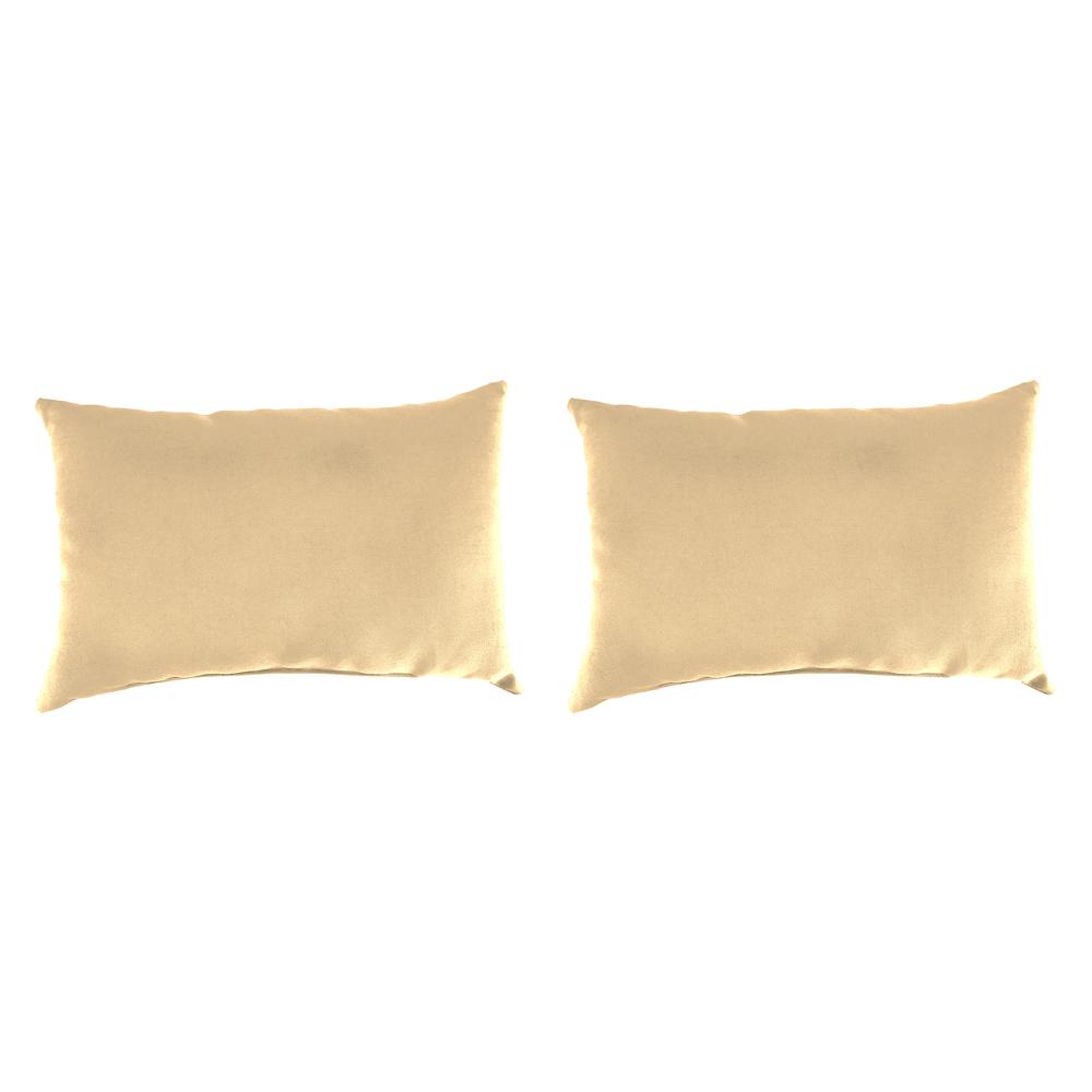 Antique Beige Solid Rectangular Knife Edge Outdoor Lumbar Throw Pillows (2-Pack). Picture 1