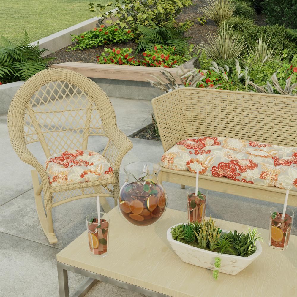 Anita Scorn Grey Floral Tufted Outdoor Seat Cushion (2-Pack). Picture 3