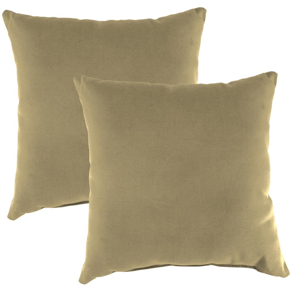 Sunbrella Heather Beige Solid Square Knife Edge Outdoor Throw Pillows (2-Pack). Picture 1