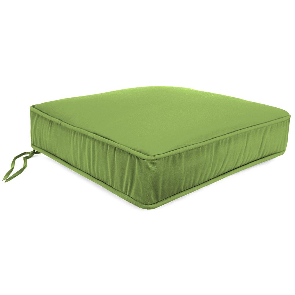 Canvas Gingko Green Solid Boxed Edge Outdoor Deep Seat Cushion and Welt. Picture 1