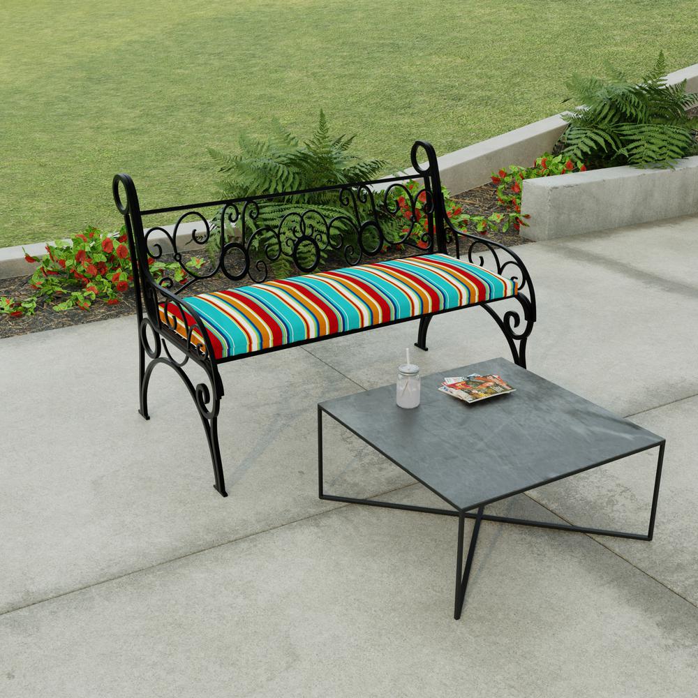 Covert Fiesta Multi Stripe Outdoor Settee Swing Bench Cushion with Ties. Picture 3