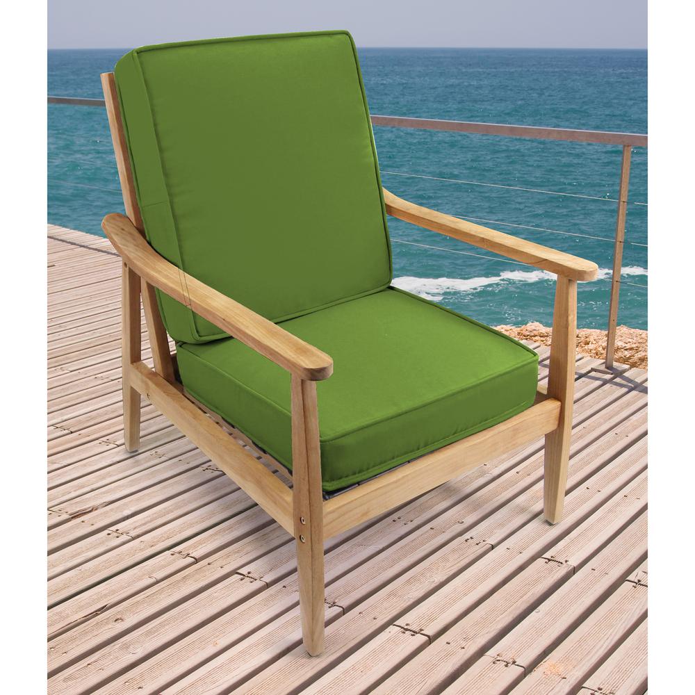 2-Piece Spectrum Cilantro Green Solid Outdoor Chair Seat and Back Cushion Set. Picture 3