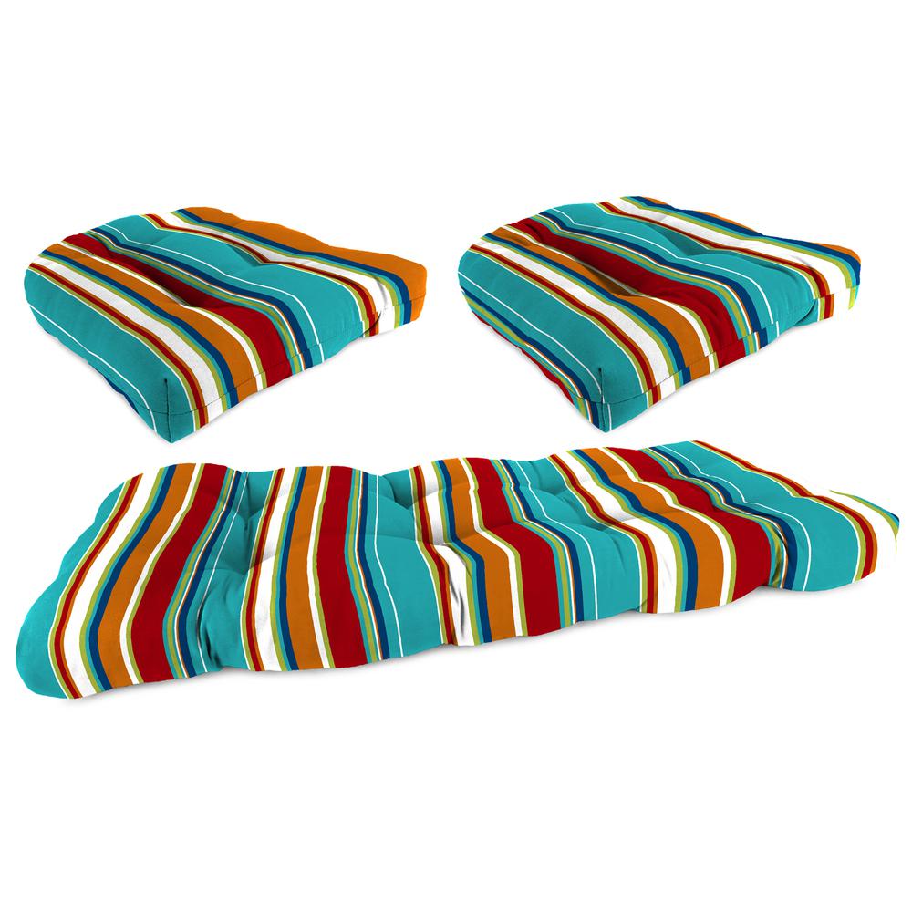 3-Piece Covert Fiesta Multi Stripe Tufted Outdoor Cushion Set. Picture 1
