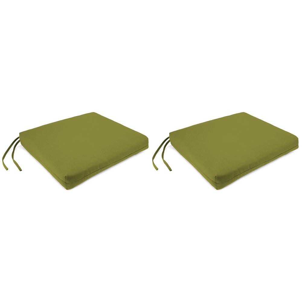Veranda Kiwi Green Solid Outdoor Chair Pads Seat Cushions with Ties (2-Pack). Picture 1