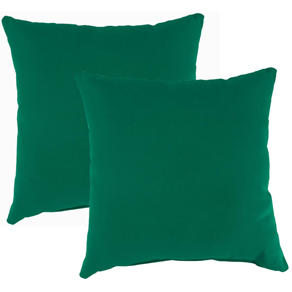 Sunbrella Forest Green Solid Square Knife Edge Outdoor Throw Pillows (2-Pack). Picture 1