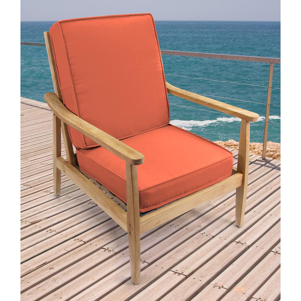 2-Piece Brick Red Solid Boxed Outdoor Chair Seat and Back Cushion Set and Welt. Picture 3