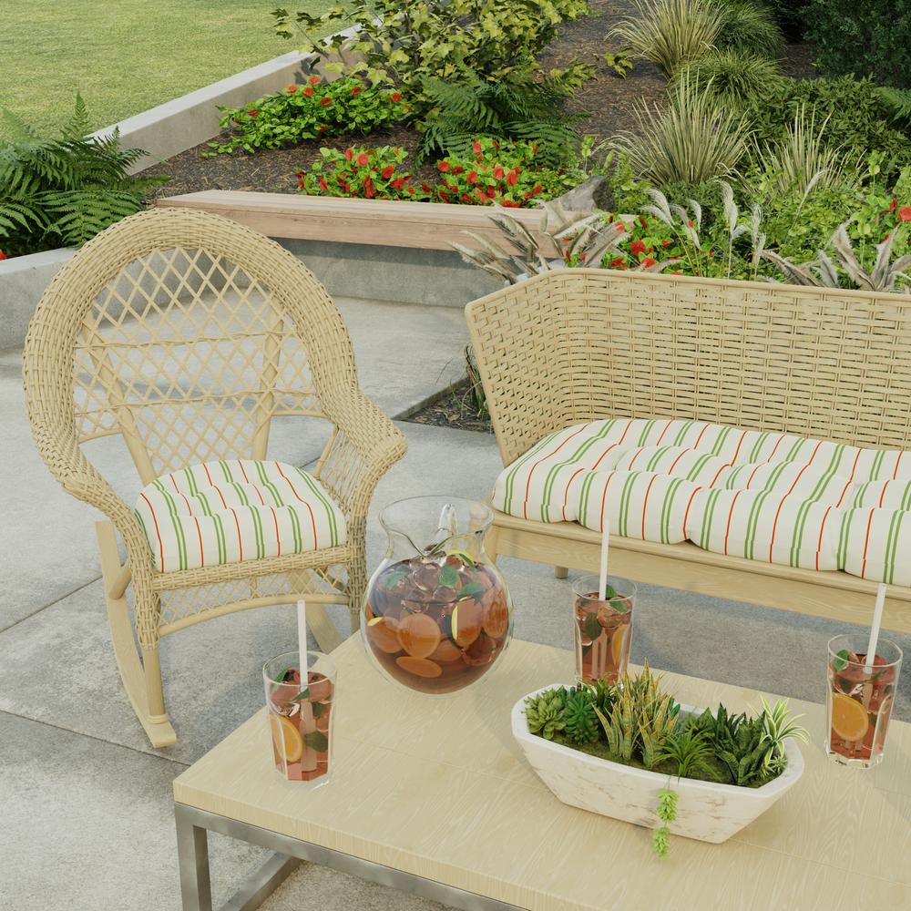 Gallan Cedar Grey Stripe Tufted Outdoor Seat Cushion (2-Pack). Picture 3