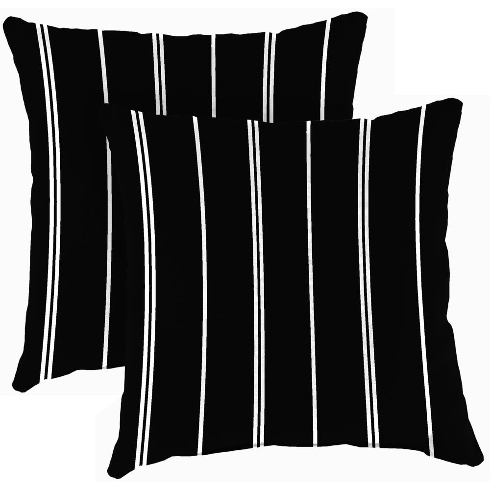 Pursuit Shadow Black Stripe Square Knife Edge Outdoor Throw Pillows (2-Pack). Picture 1