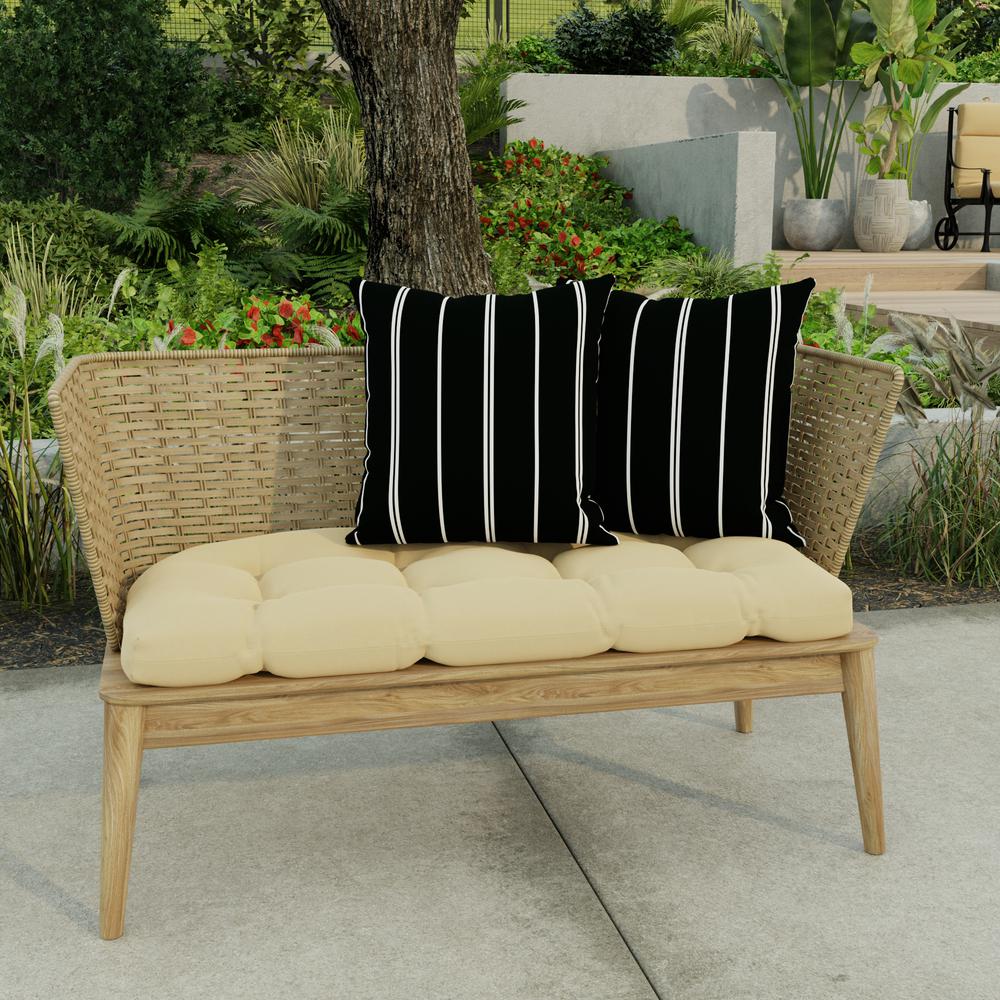 Pursuit Shadow Black Stripe Square Knife Edge Outdoor Throw Pillows (2-Pack). Picture 3