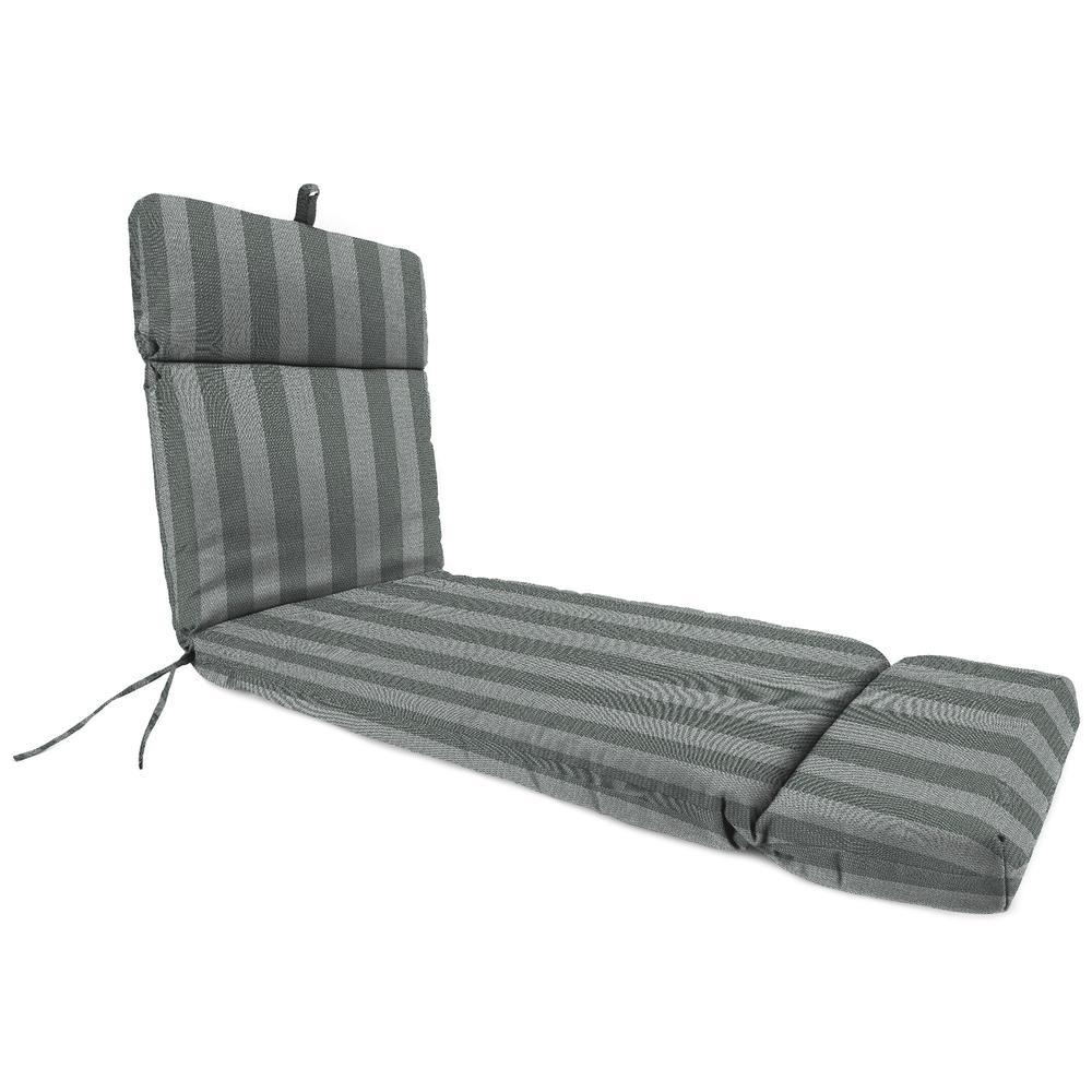 Conway Smoke Grey Stripe Rectangular French Edge Outdoor Cushion with Ties. Picture 1
