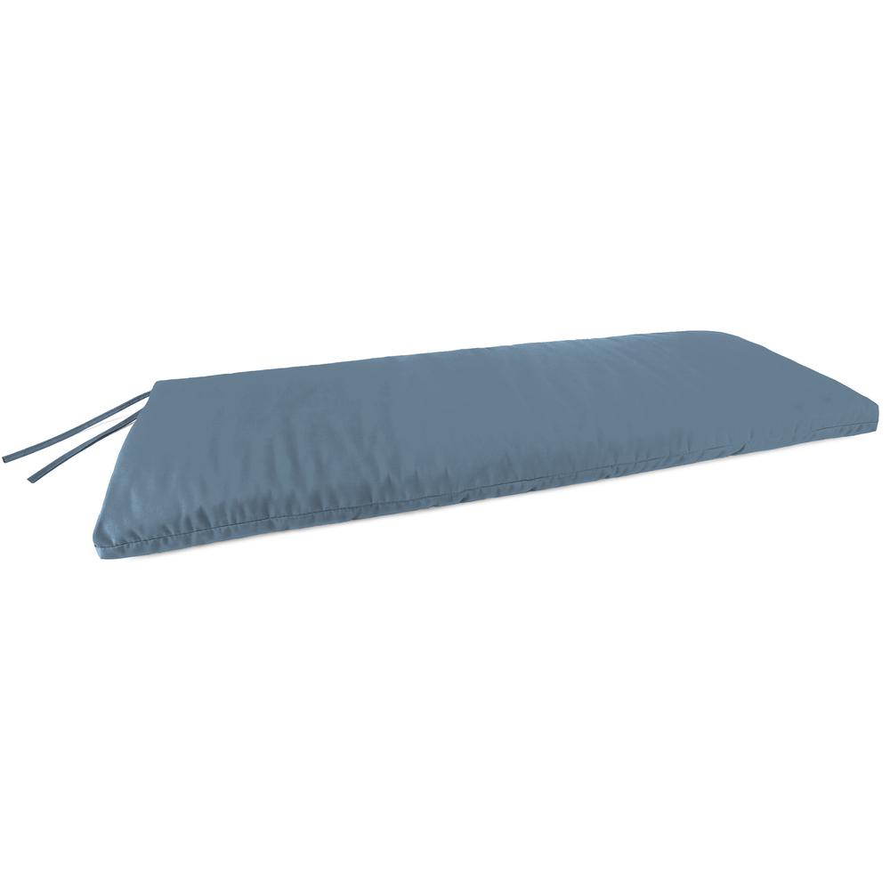 Sunbrella Spectrum Denim Blue Solid Outdoor Settee Swing Bench Cushion with Ties. Picture 1