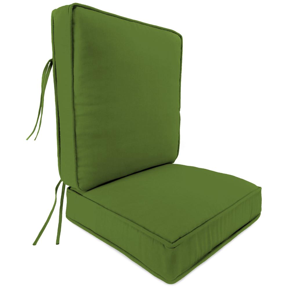 2-Piece Spectrum Cilantro Green Solid Outdoor Chair Seat and Back Cushion Set. Picture 1