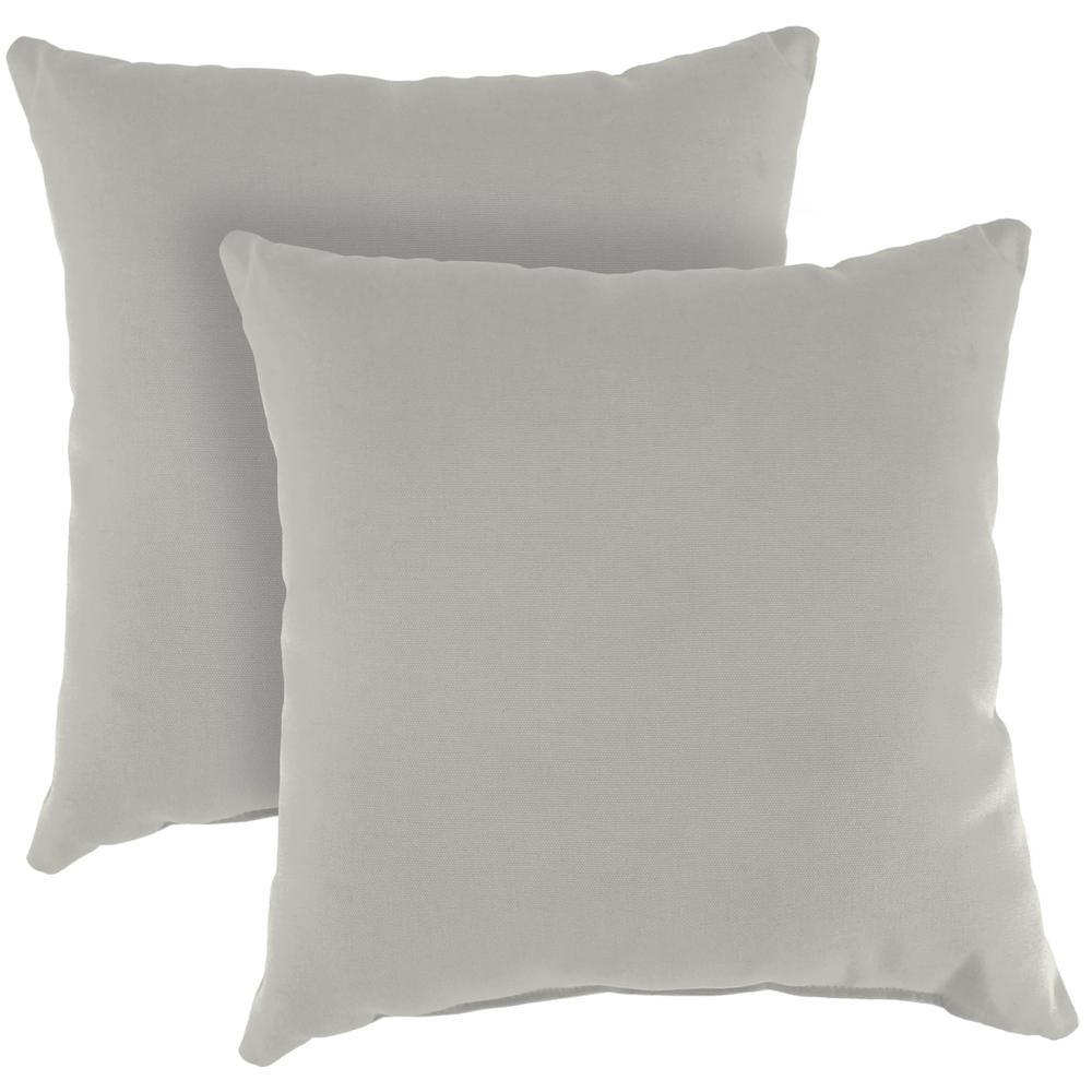 Canvas Granite Grey Solid Square Knife Edge Outdoor Throw Pillows (2-Pack). Picture 1