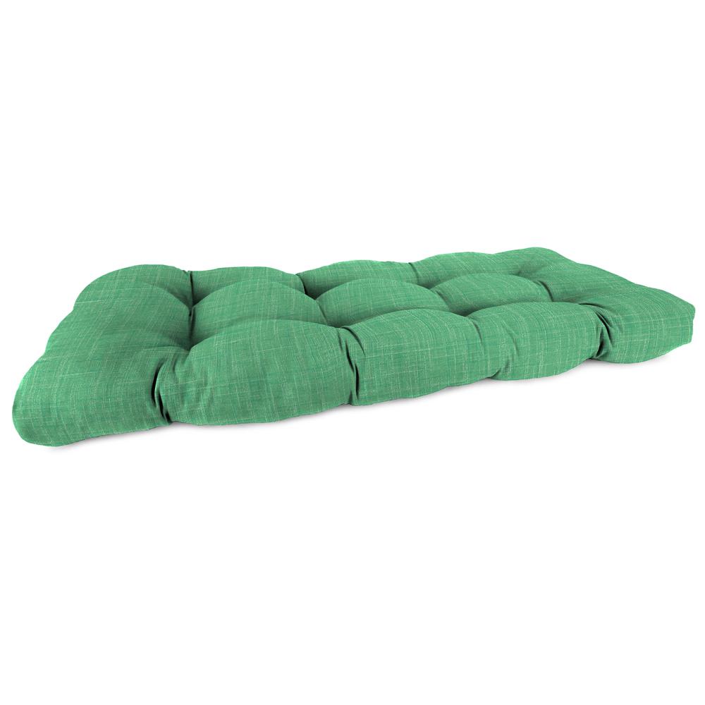 Harlow Dill Green Solid Tufted Outdoor Settee Bench Cushion. Picture 1