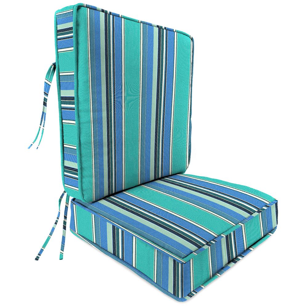 2-Piece Dolce Oasis Multi Stripe Outdoor Chair Seat and Back Cushion Set. Picture 1