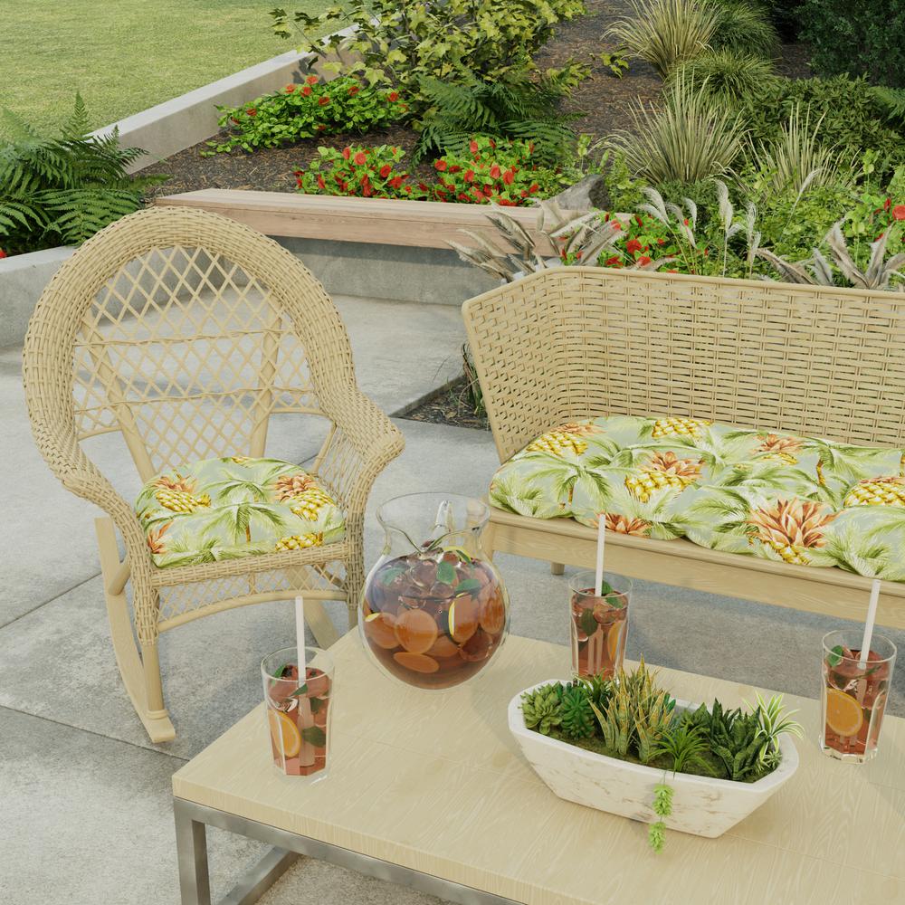 Luau Breeze Green Tropical Tufted Outdoor Seat Cushion (2-Pack). Picture 3