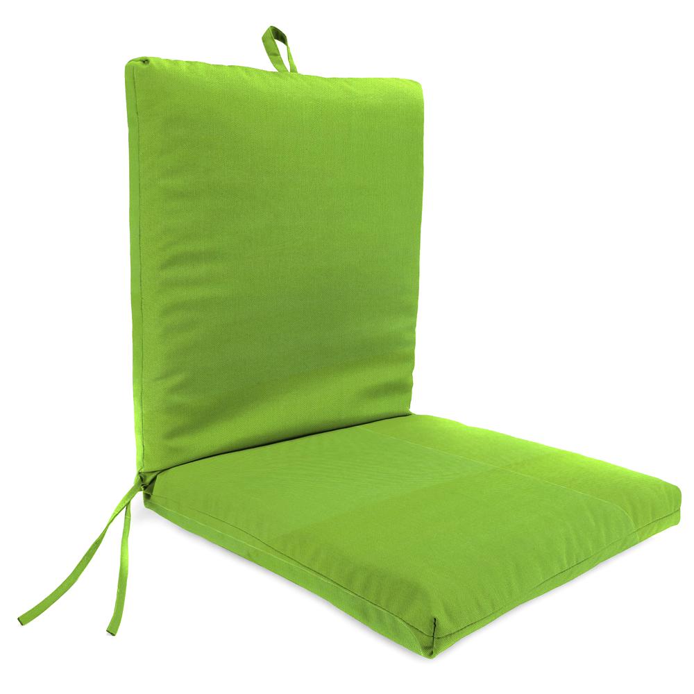 Veranda Citrus Green Solid French Edge Outdoor Chair Cushion with Ties. Picture 1