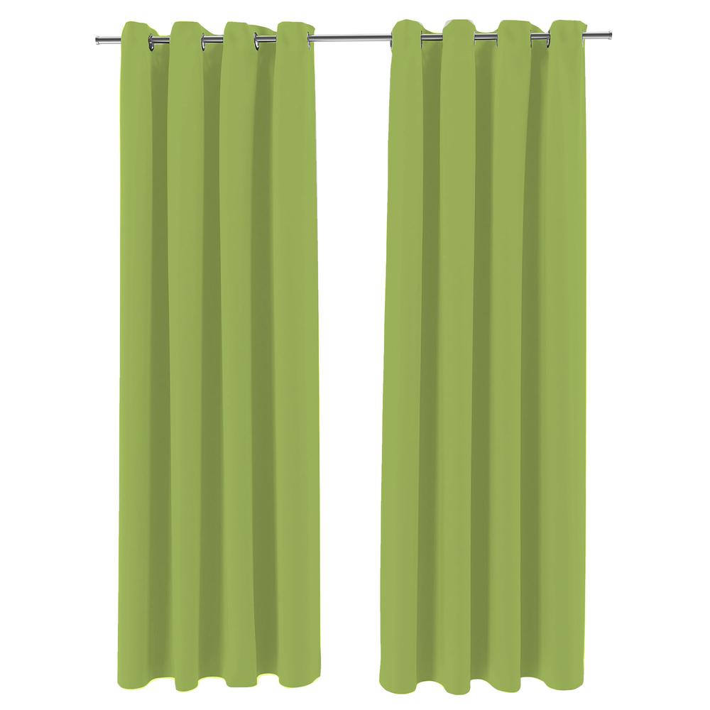 Kiwi Green Solid Grommet Semi-Sheer Outdoor Curtain Panel (2-Pack). Picture 1