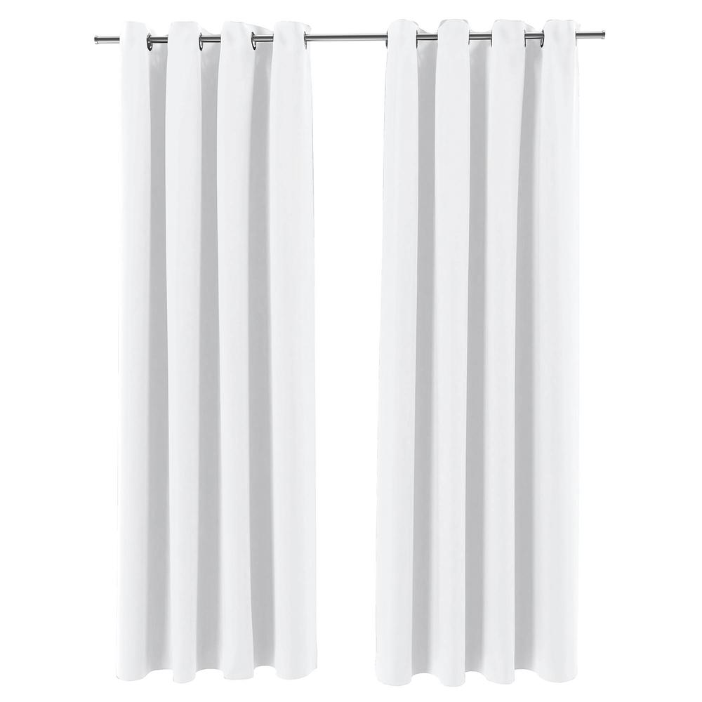 White Solid Grommet Semi-Sheer Outdoor Curtain Panel (2-Pack). Picture 1