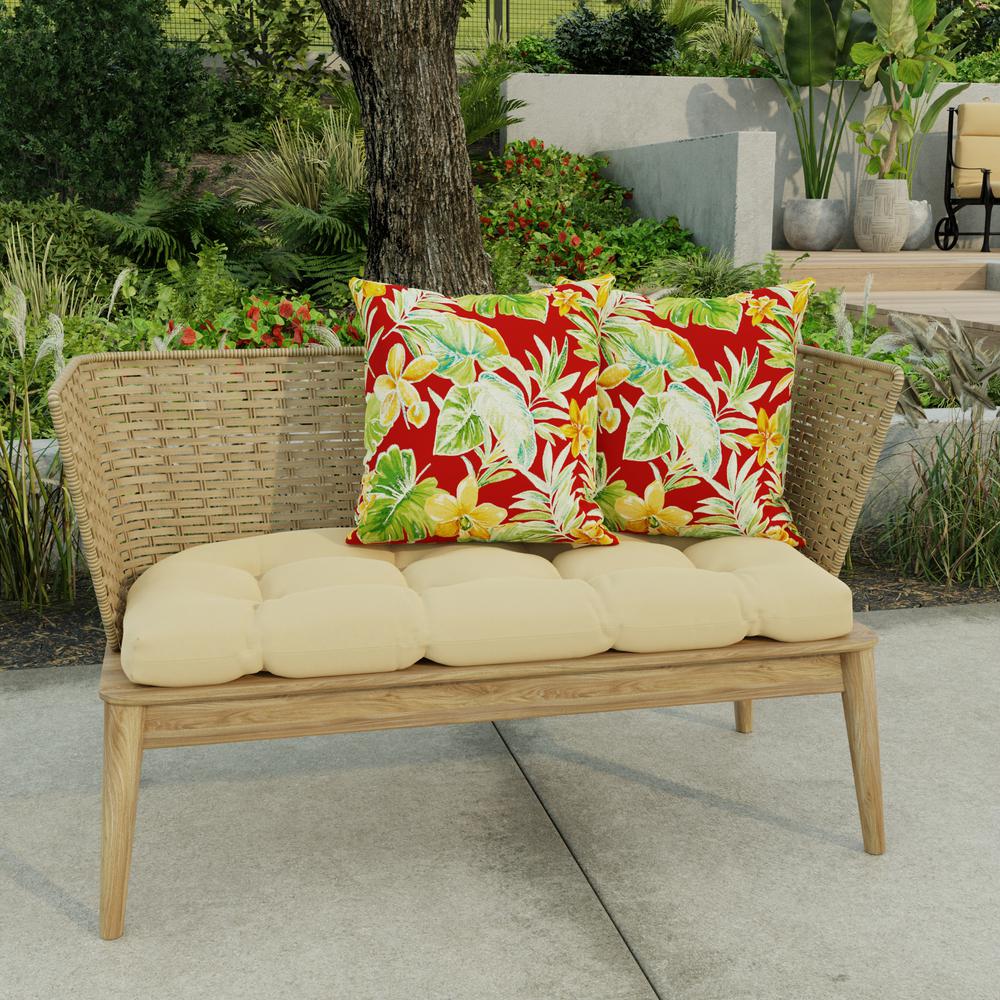 Beachcrest Poppy Red Floral Square Knife Edge Outdoor Throw Pillows (2-Pack). Picture 3