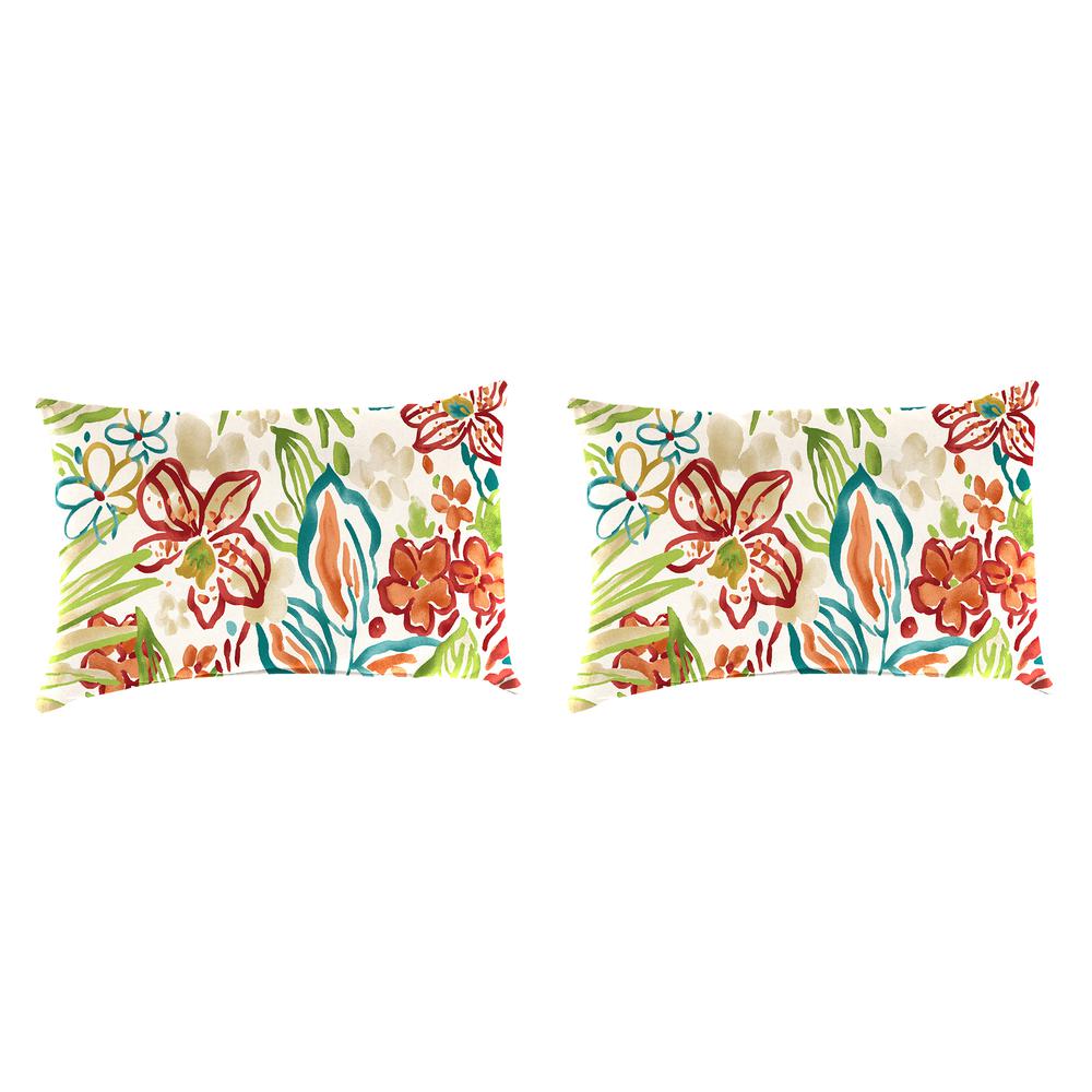 Valeda Breeze Multi Floral Outdoor Lumbar Throw Pillows (2-Pack). Picture 1