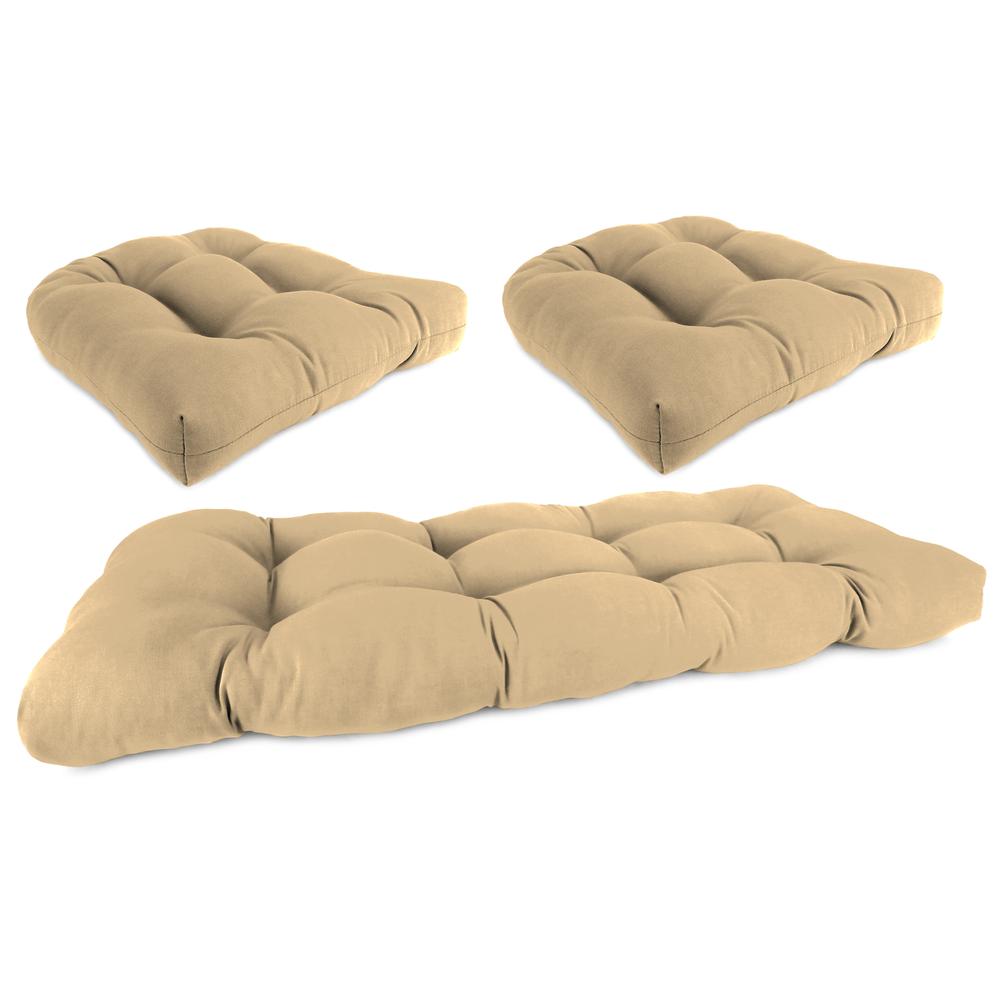 3-Piece Antique Beige Solid Tufted Outdoor Cushion Set. Picture 1