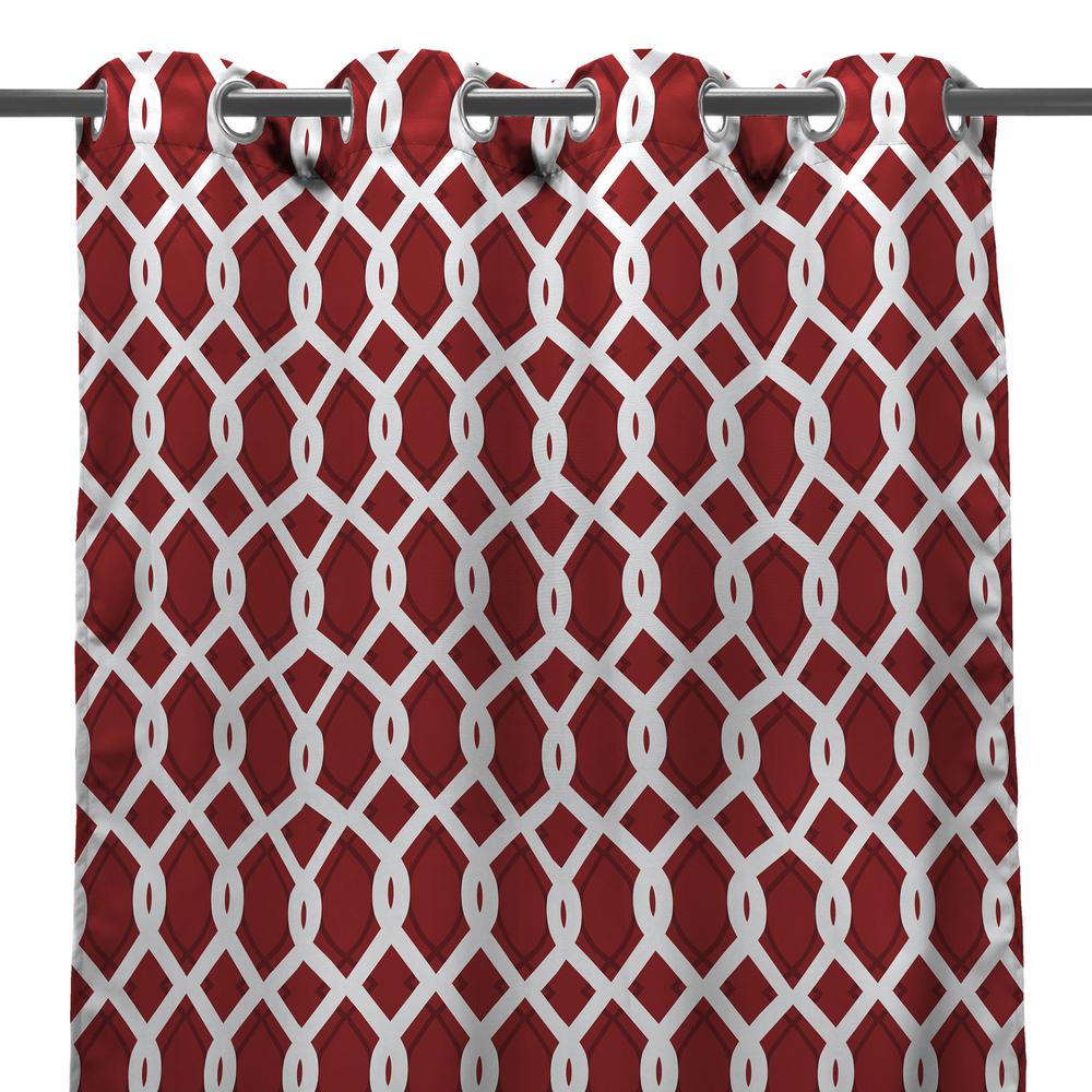 Cayo Pompeii Red Lattice Grommet Semi-Sheer Outdoor Curtain Panel. Picture 1