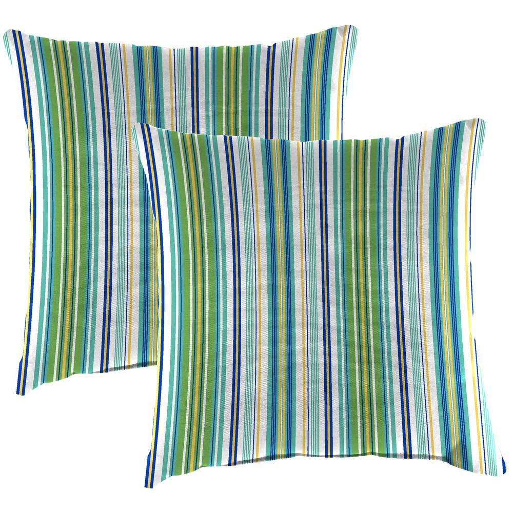 Clique Fresco Blue Stripe Square Knife Edge Outdoor Throw Pillows (2-Pack). Picture 1