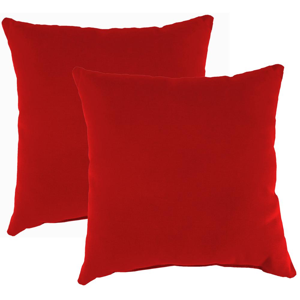 Sunbrella Canvas Logo Red Solid Square Knife Edge Outdoor Throw Pillows (2-Pack). Picture 1