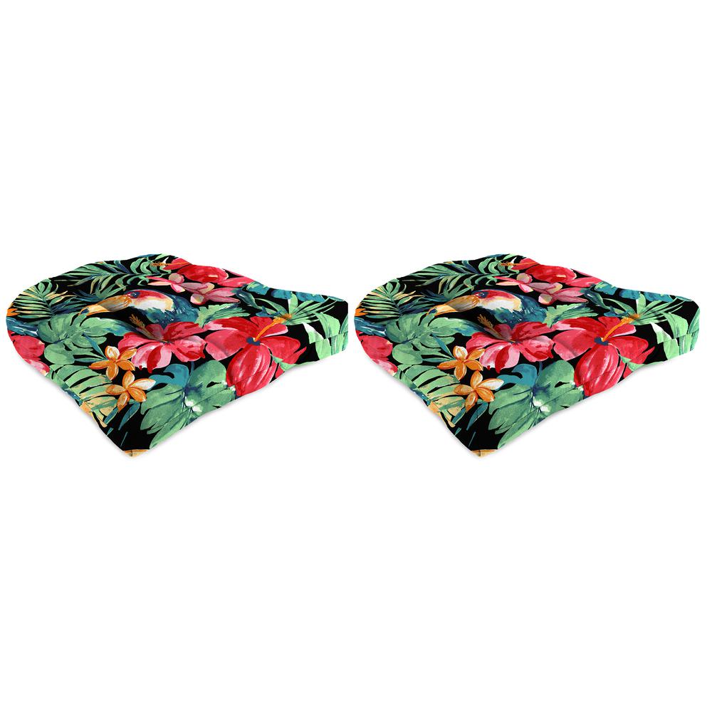 Rani Citrus Black Tropical Tufted Outdoor Seat Cushion (2-Pack). Picture 1